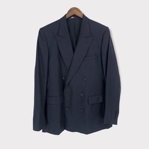 Christian Dior Vintage Navy Blue Glen Plaid Wool Suit Blazer